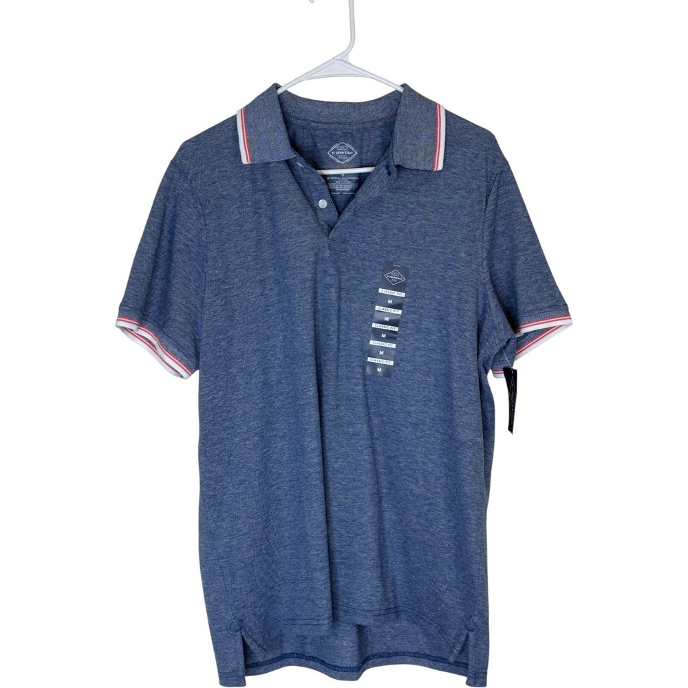 St Johns Bay Mens Classic Fit Polo Shirt Blue Short‎ Sleeve Size Medium NWT